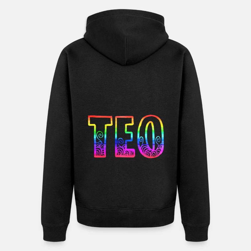 teo rs regenbogen - Unisex Premium Bio Zip Hoodie - Schwarz
