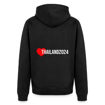 Thailand 2024 Herz Urlaub - Unisex Premium Bio Zip Hoodie - Schwarz - Hinten - Nico (187cm)