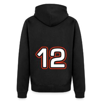 12 Zahl symbol - Unisex Premium Bio Zip Hoodie - Schwarz - Hinten - Nico (187cm)