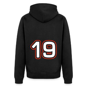 19 Zahl symbol - Unisex Premium Bio Zip Hoodie - Schwarz - Hinten - Nico (187cm)