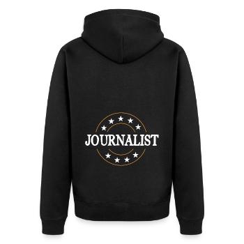 Journalist Beruf - Unisex Premium Bio Zip Hoodie - Schwarz - Hinten - Nico (187cm)