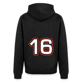 16 Zahl symbol - Unisex Premium Bio Zip Hoodie - Schwarz - Hinten - Nico (187cm)
