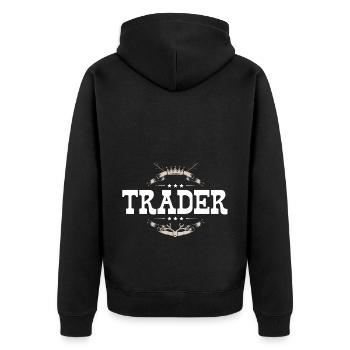 Trader Beruf - Unisex Premium Bio Zip Hoodie - Schwarz - Hinten - Nico (187cm)