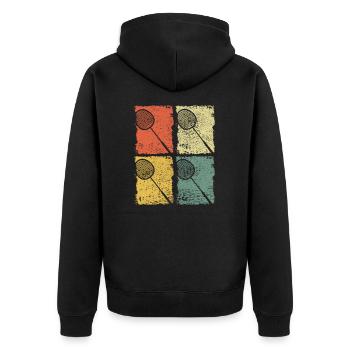 Badminton Racket Badminton Retro - Unisex Premium Organic Zip Hoodie - black - Back - Nico (187cm)