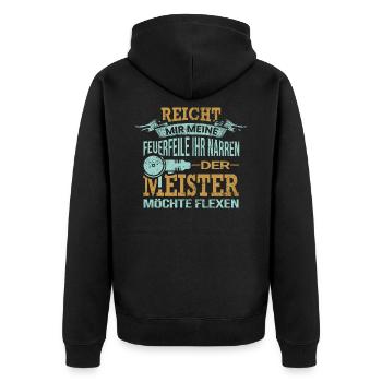 Pflasterer Spruch Geschenk - Unisex Premium Bio Zip Hoodie - Schwarz - Hinten - Nico (187cm)