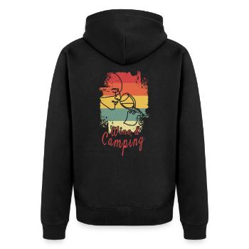 Camping Drinking Wine - Unisex Premium Organic Zip Hoodie - black - Back - Nico (187cm)