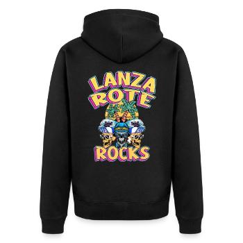 Lanzarote Sommer Sonne Strand Palmen Totenkopf - Unisex Premium Bio Zip Hoodie - Schwarz - Hinten - Nico (187cm)