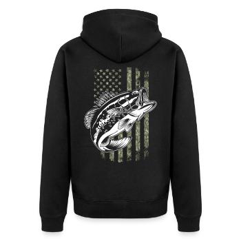 Pêche à la perche American Camo USA Flag - Veste à capuche bio Premium Unisexe - noir - Dos - Nico (187cm)