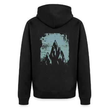 Mountains Retro Design - Unisex Premium Organic Zip Hoodie - black - Back - Nico (187cm)
