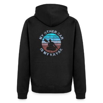 Kajak fahren Paddelboot - Unisex Premium Bio Zip Hoodie - Schwarz - Hinten - Nico (187cm)