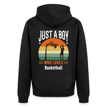 Basketball - Unisex Premium Bio Zip Hoodie - Schwarz - Hinten - Nico (187cm)