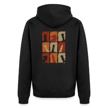 Schachfiguren Retro - Unisex Premium Bio Zip Hoodie - Schwarz - Hinten - Nico (187cm)