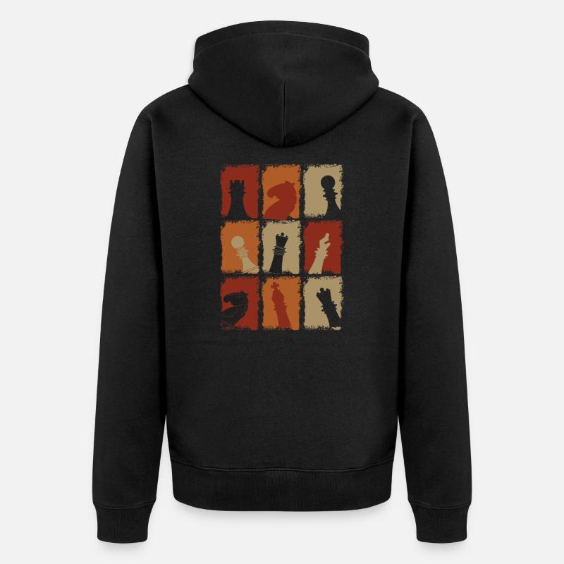 Pièces d’échecs Rétro - Veste à capuche bio Premium Unisexe - noir