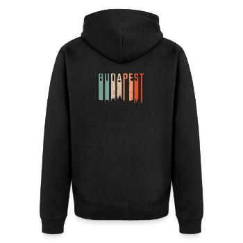 Budapest Ungarn Reise - Unisex Premium Bio Zip Hoodie - Schwarz - Hinten - Nico (187cm)