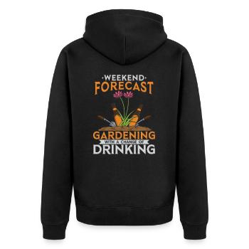 Lustiges Garten Bier Design - Unisex Premium Bio Zip Hoodie - Schwarz - Hinten - Nico (187cm)