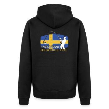 Suède Pêche 2023 - Veste à capuche bio Premium Unisexe - noir - Dos - Nico (187cm)