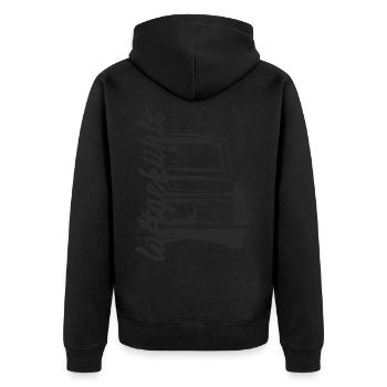 luftgekühlt - Unisex Premium Bio Zip Hoodie - Schwarz - Hinten - Nico (187cm)