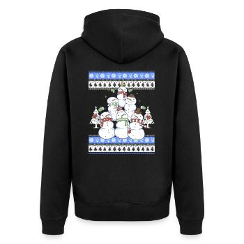 Snowman Christmas Tree - Unisex Premium Bio Zip Hoodie - Schwarz - Hinten - Nico (187cm)