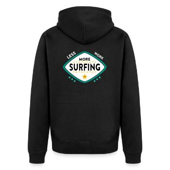 Surfen Surfer Spruch - Unisex Premium Bio Zip Hoodie - Schwarz - Hinten - Nico (187cm)