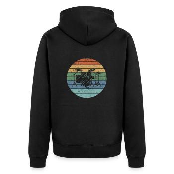 Schlagzeug spielen Retro - Unisex Premium Bio Zip Hoodie - Schwarz - Hinten - Nico (187cm)
