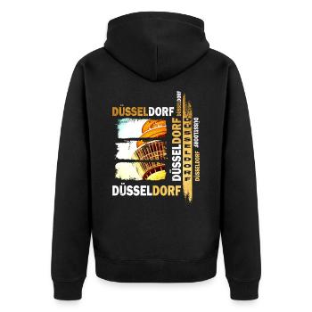 Dusseldorf Skyline Gold Allemagne Ville Grunge - Veste à capuche bio Premium Unisexe - noir - Dos - Nico (187cm)