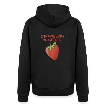 Strawberry Whisperer - Unisex Premium Organic Zip Hoodie - black - Back - Nico (187cm)