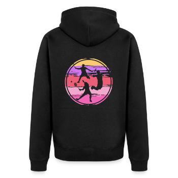 Badminton Player Badminton Retro - Unisex Premium Organic Zip Hoodie - black - Back - Nico (187cm)