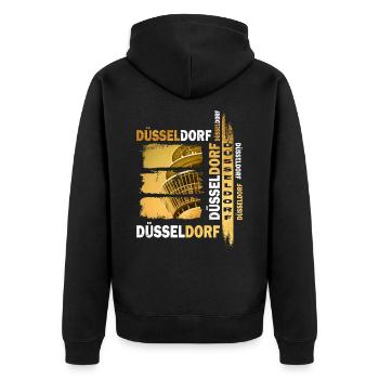 Dusseldorf Skyline Gold Allemagne Ville Grunge - Veste à capuche bio Premium Unisexe - noir - Dos - Nico (187cm)