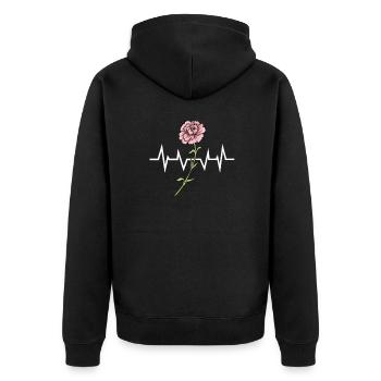 Fleurs Œillet Heartbeat - Veste à capuche bio Premium Unisexe - noir - Dos - Nico (187cm)