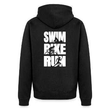 Triathlon Triathlet - Unisex Premium Organic Zip Hoodie - black - Back - Nico (187cm)