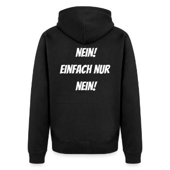 Nein einfach nur Nein! - Unisex Premium Bio Zip Hoodie - Schwarz - Hinten - Nico (187cm)