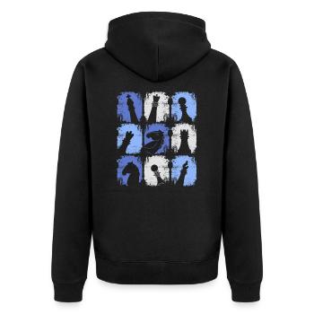 Schachfiguren Retro - Unisex Premium Bio Zip Hoodie - Schwarz - Hinten - Nico (187cm)