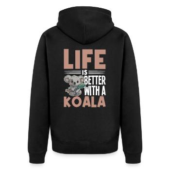 Koala Life Is Better With Koala - Unisex Premium Organic Zip Hoodie - black - Back - Nico (187cm)