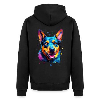 colorful Australian Cattle Dog - colorful dogs - Unisex Premium Organic Zip Hoodie - black - Back - Nico (187cm)