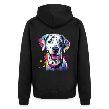 niedlicher bunter Dalmatiner Hund - Unisex Premium Bio Zip Hoodie - Schwarz - Hinten - Nico (187cm)