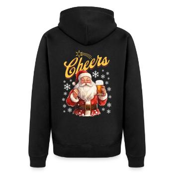 Weihnachtsmann Bier Glühwein Schnaps Alkohol Prost - Unisex Premium Bio Zip Hoodie - Schwarz - Hinten - Nico (187cm)