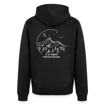 Finsteraarhorn Berner Oberland Wander Normalweg - Unisex Premium Bio Zip Hoodie - Schwarz - Hinten - Nico (187cm)