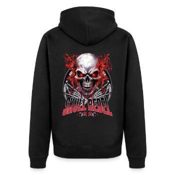 Totenkopf Totenschädel Skelett Motorrad Biker Gang - Unisex Premium Bio Zip Hoodie - Schwarz - Hinten - Nico (187cm)