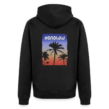 Honolulu Oahu Hawaii Sunset Vacation Souvenir - Unisex Premium Organic Zip Hoodie - black - Back - Nico (187cm)