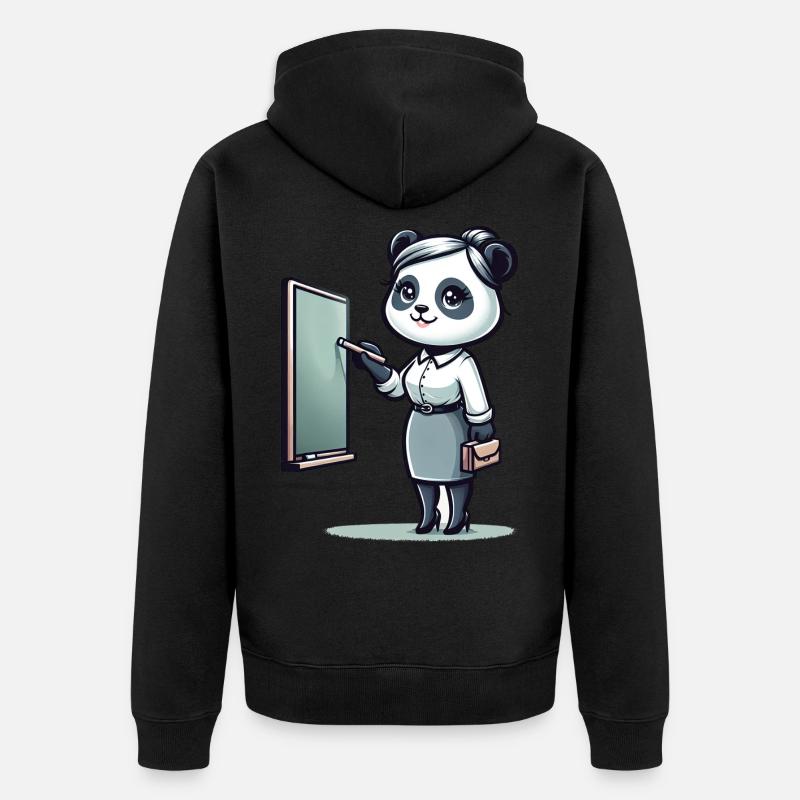 Professeur de panda mignon - Veste à capuche bio Premium Unisexe - noir