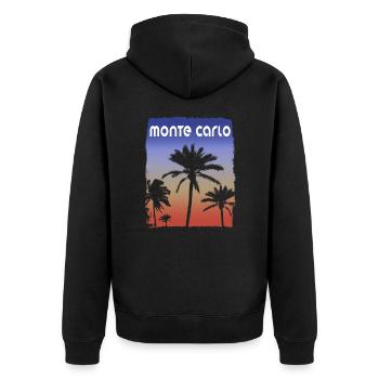 Monte Carlo Coucher De Soleil Vacances Souvenir Palmier - Veste à capuche bio Premium Unisexe - noir - Dos - Nico (187cm)