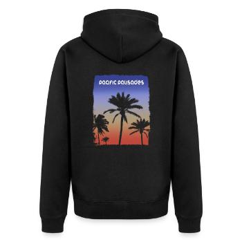 Urlaub in Pacific Palisades California Sunset - Unisex Premium Bio Zip Hoodie - Schwarz - Hinten - Nico (187cm)