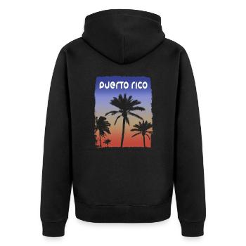 Porto Rico coucher de soleil vacances Souvenir palmier - Veste à capuche bio Premium Unisexe - noir - Dos - Nico (187cm)