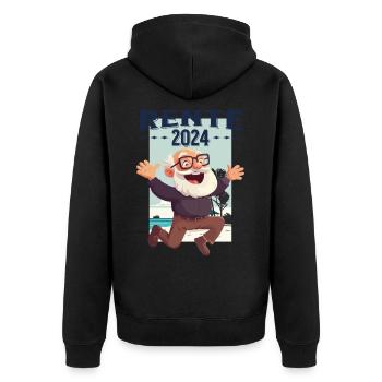 Rente 2024 Rentner Rentnerin Legende Ruhestand - Unisex Premium Bio Zip Hoodie - Schwarz - Hinten - Nico (187cm)