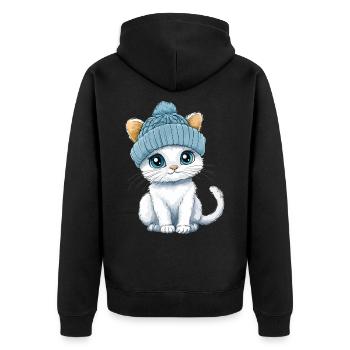 Katze Süß Niedlich Baby Kinder Tier Cartoon - Unisex Premium Bio Zip Hoodie - Schwarz - Hinten - Nico (187cm)