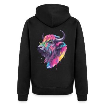 buffle d’eau buffle Afrique savane art coloré - Veste à capuche bio Premium Unisexe - noir - Dos - Nico (187cm)
