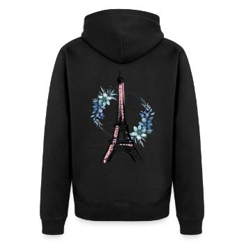 Paris Tour Eiffel France Floral Line Art - Veste à capuche bio Premium Unisexe - noir - Dos - Nico (187cm)