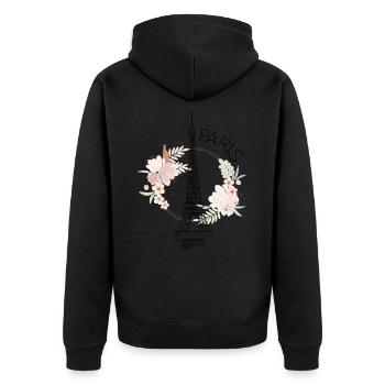 Paris Tour Eiffel France Floral Line Art - Veste à capuche bio Premium Unisexe - noir - Dos - Nico (187cm)