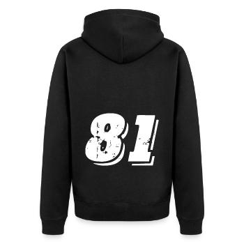 81 number symbol - Unisex Premium Organic Zip Hoodie - black - Back - Nico (187cm)