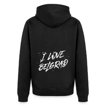 I Love Belgrade - Unisex Premium Organic Zip Hoodie - black - Back - Nico (187cm)